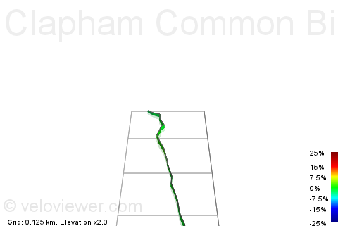 3D Elevation profile image for Clapham Common Bike Lane