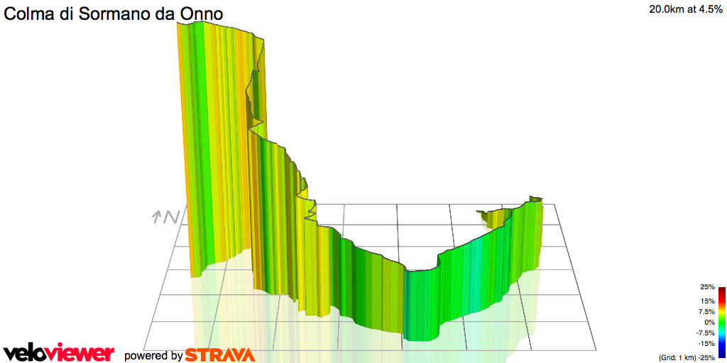 3D Elevation profile image for Colma di Sormano da Onno