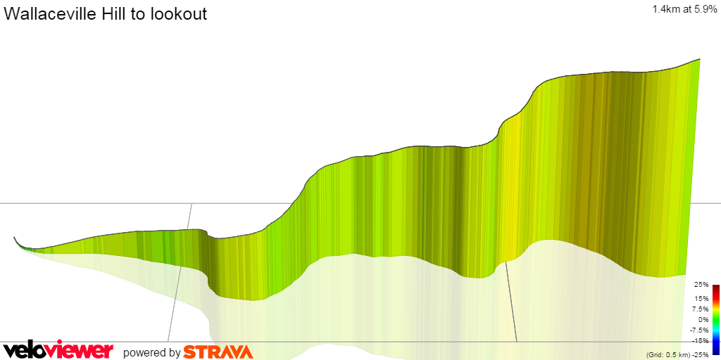 3D Elevation profile image for Wallaceville Hill to lookout
