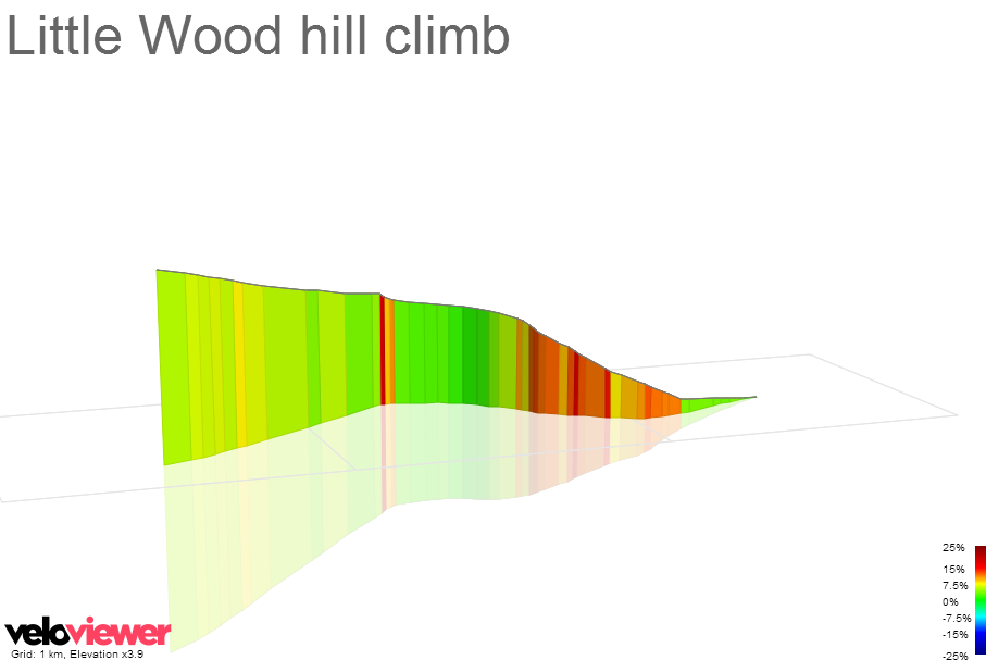 3D Elevation profile image for Little Wood hill climb