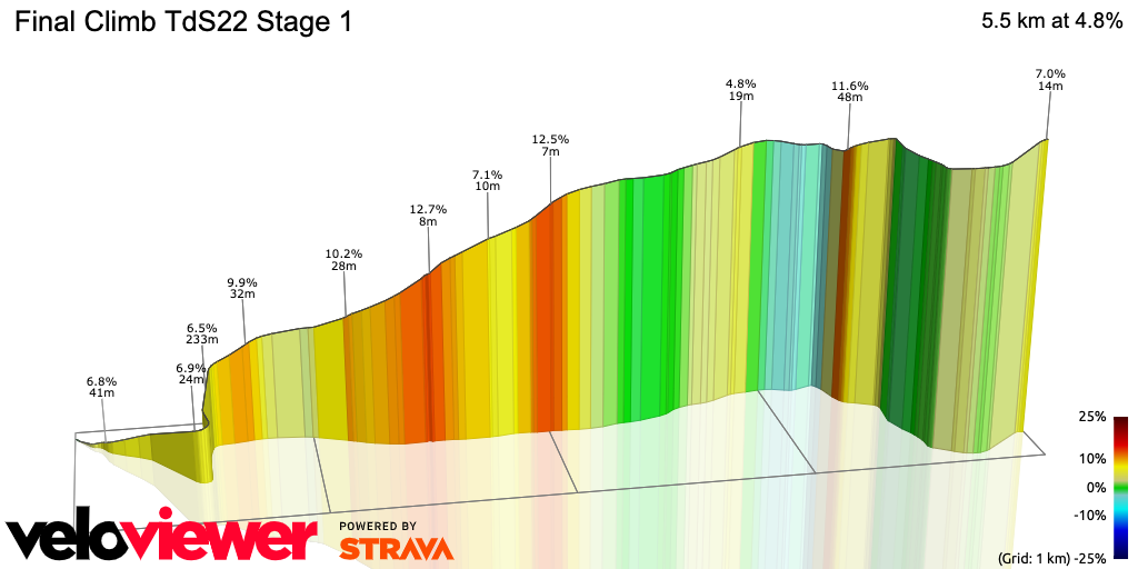 3D Elevation profile image for Final Climb TdS22 Stage 1