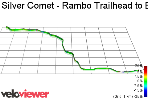 3D Elevation profile image for Silver Comet - Rambo Trailhead to Brushy Mountain Tunnel
