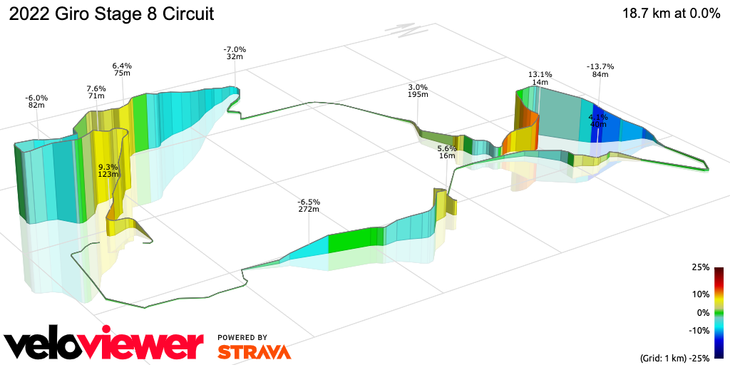 3D Elevation profile image for 2022 Giro Stage 8 Circuit