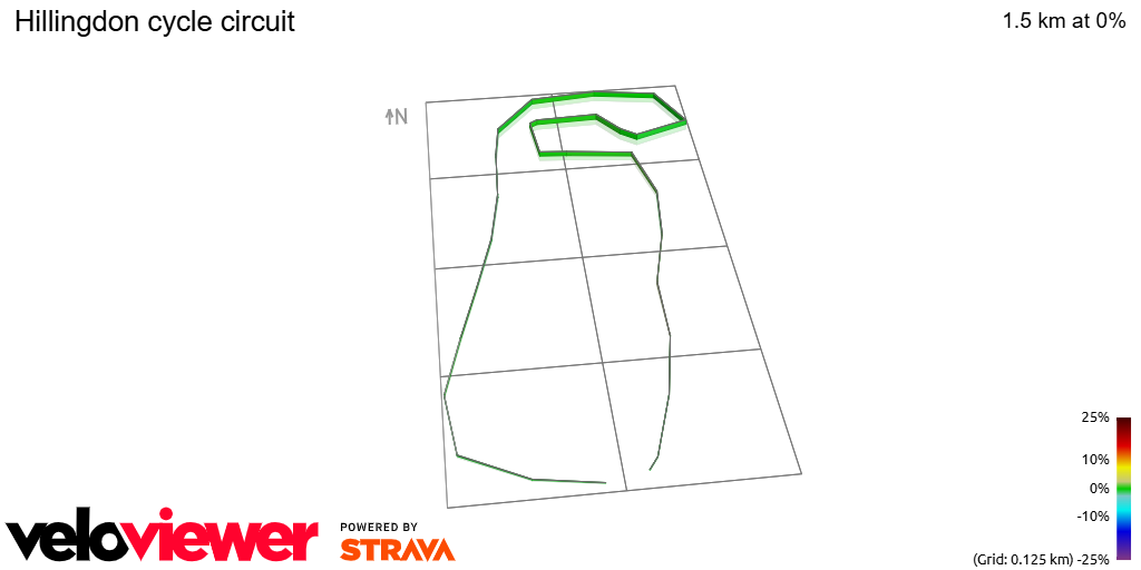 3D Elevation profile image for Hillingdon cycle circuit