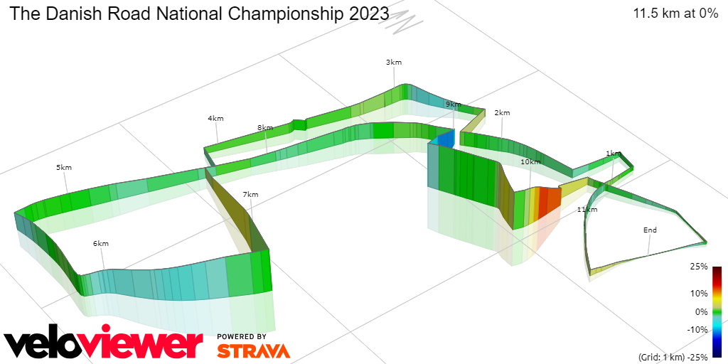 3D Elevation profile image for The Danish Road National Championship 2023 