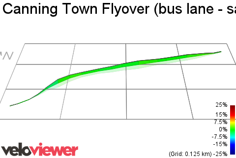 3D Elevation profile image for Canning Town Flyover (bus lane - safe)