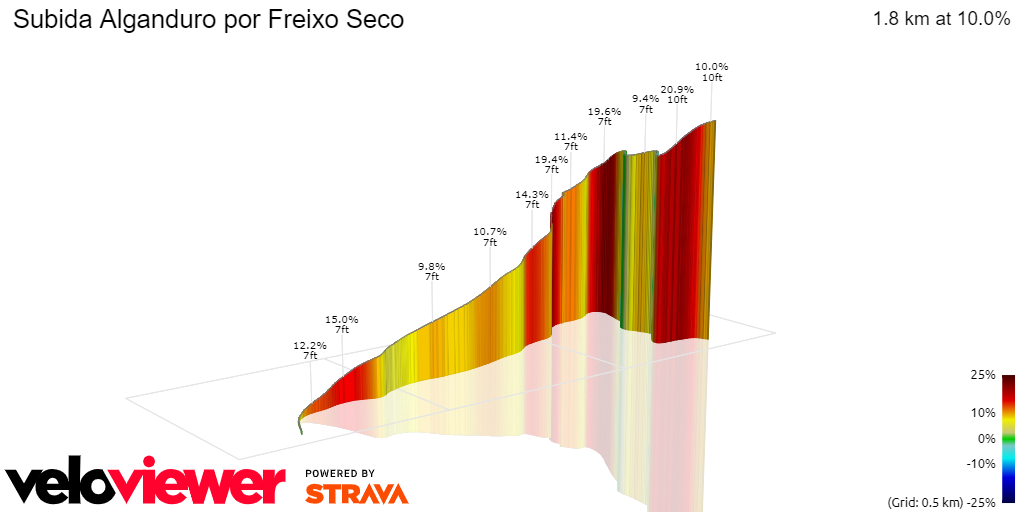 3D Elevation profile image for Subida Alganduro por Freixo Seco