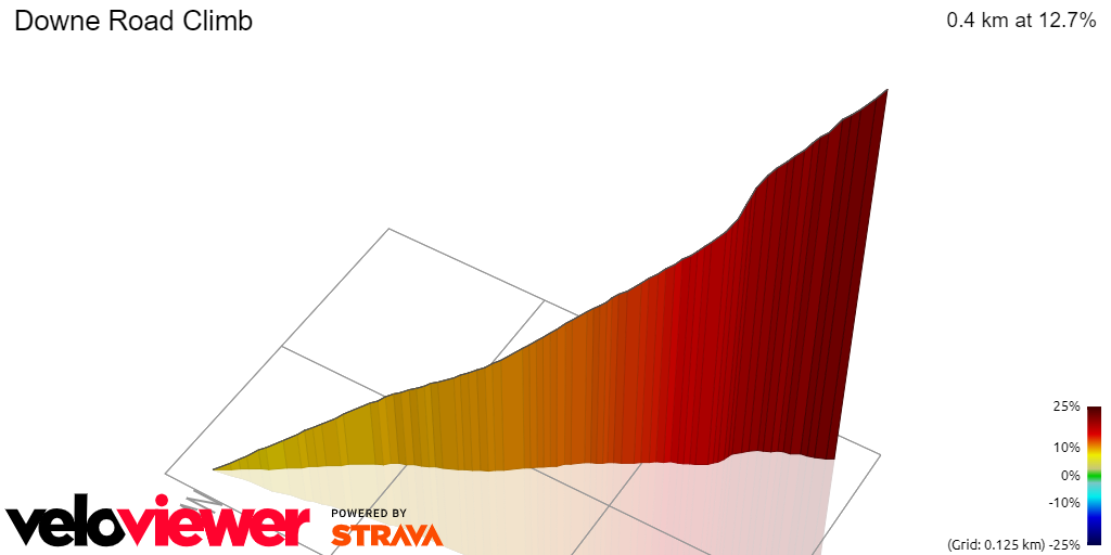 3D Elevation profile image for Downe Road Climb
