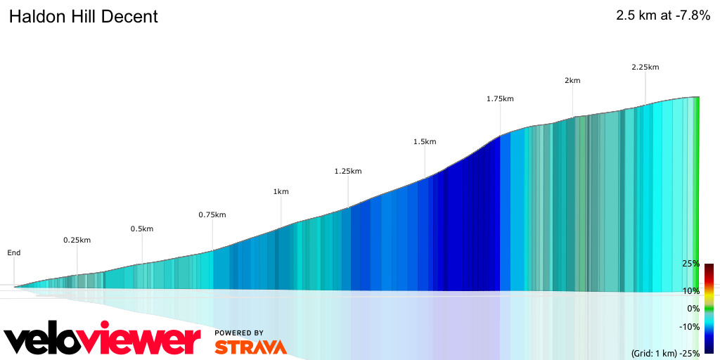 3D Elevation profile image for Haldon Hill Decent