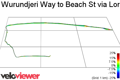 3D Elevation profile image for Wurundjeri Way to Beach St via Lorimer St