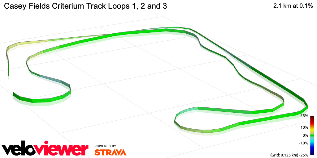3D Elevation profile image for Casey Fields Criterium Track Loops 1, 2 and 3