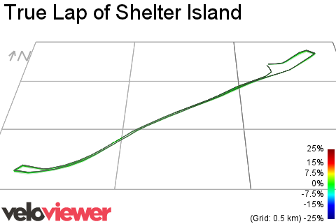 3D Elevation profile image for True Lap of Shelter Island