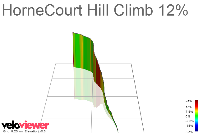 3D Elevation profile image for HorneCourt Hill Climb 12%