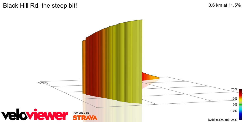 3D Elevation profile image for Black Hill Rd, the steep bit!