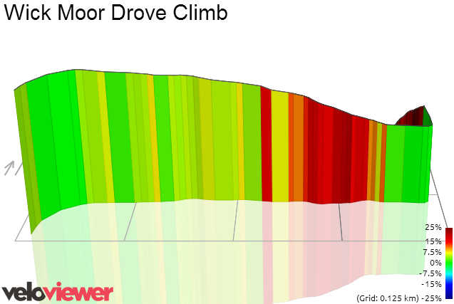 3D Elevation profile image for Wick Moor Drove Climb
