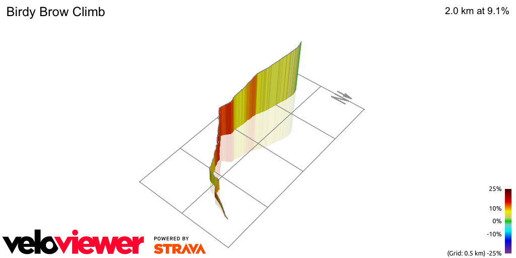 3D Elevation profile image for Birdy Brow Climb