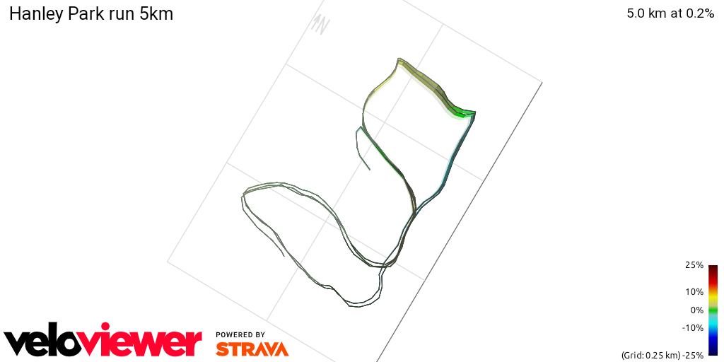 3D Elevation profile image for Hanley Park run 5km