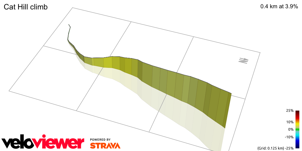 3D Elevation profile image for Cat Hill climb