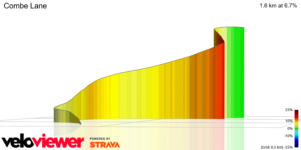 3D Elevation profile image for Combe Lane