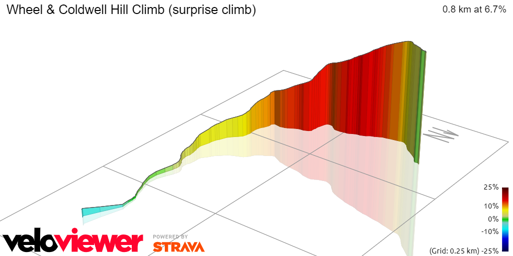 3D Elevation profile image for Wheel & Coldwell Hill Climb (surprise climb)