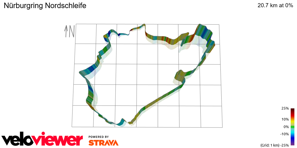 3D Elevation profile image for Nürburgring Nordschleife