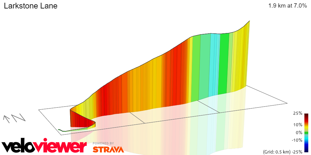 3D Elevation profile image for Larkstone Lane