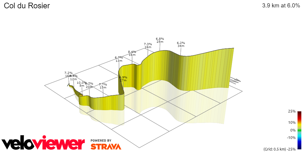 3D Elevation profile image for Col du Rosier