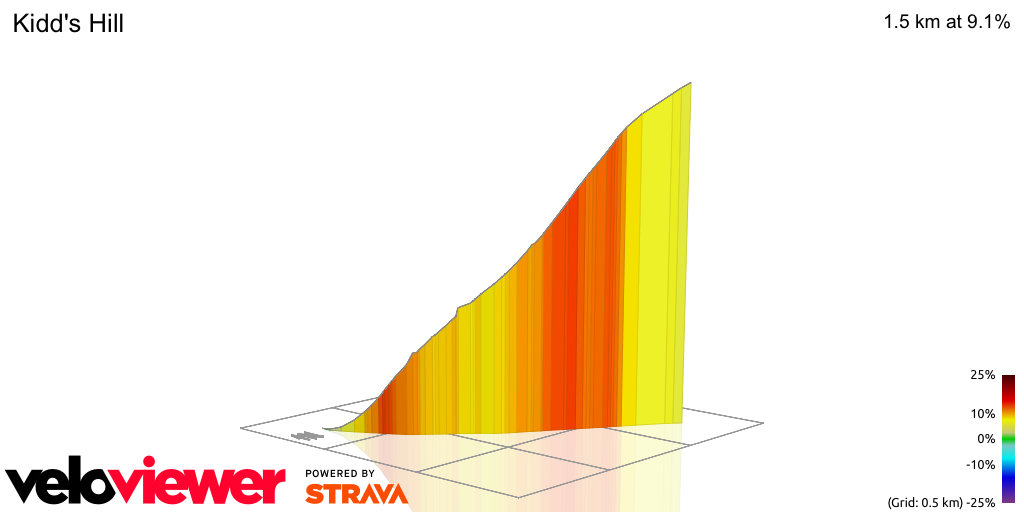 3D Elevation profile image for Kidd's Hill