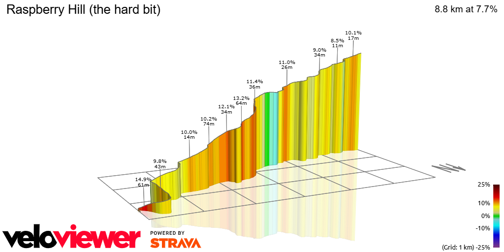 3D Elevation profile image for Raspberry Hill (the hard bit)