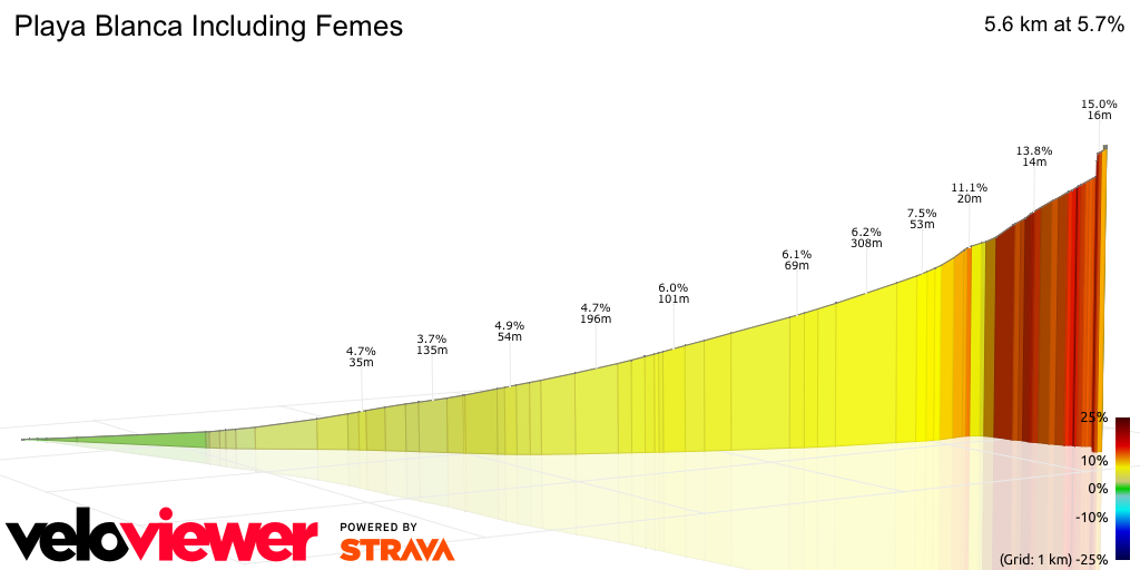 3D Elevation profile image for Playa Blanca Including Femes