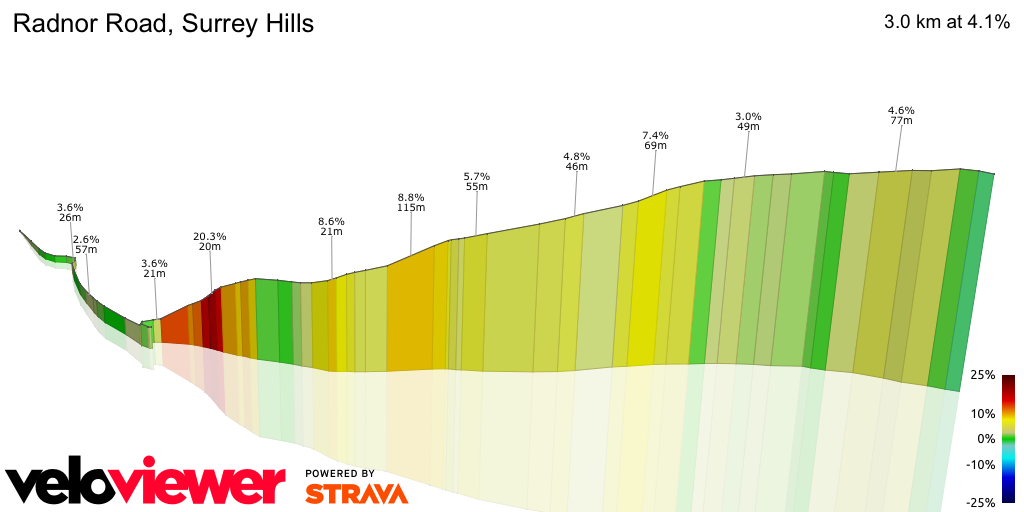 3D Elevation profile image for Radnor Road, Surrey Hills
