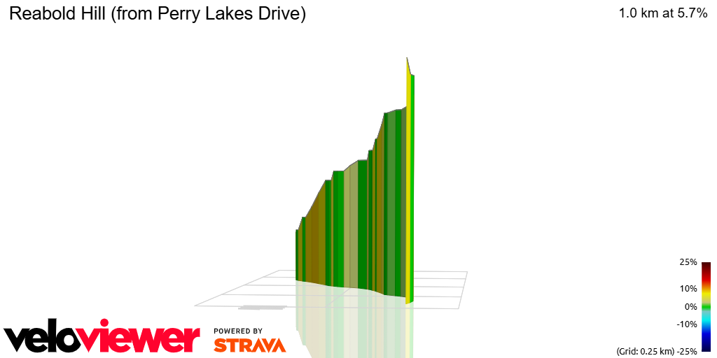 3D Elevation profile image for Reabold Hill (from Perry Lakes Drive)