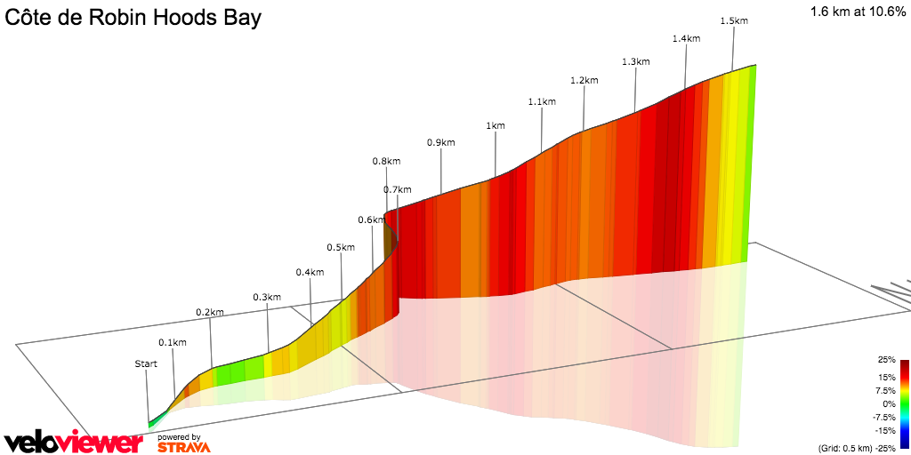 3D Elevation profile image for Côte de Robin Hoods Bay