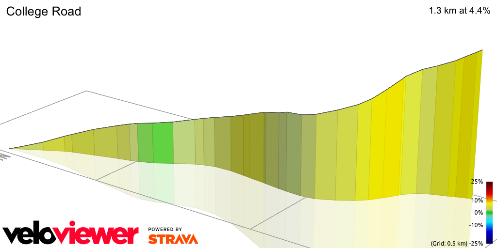 3D Elevation profile image for College Road