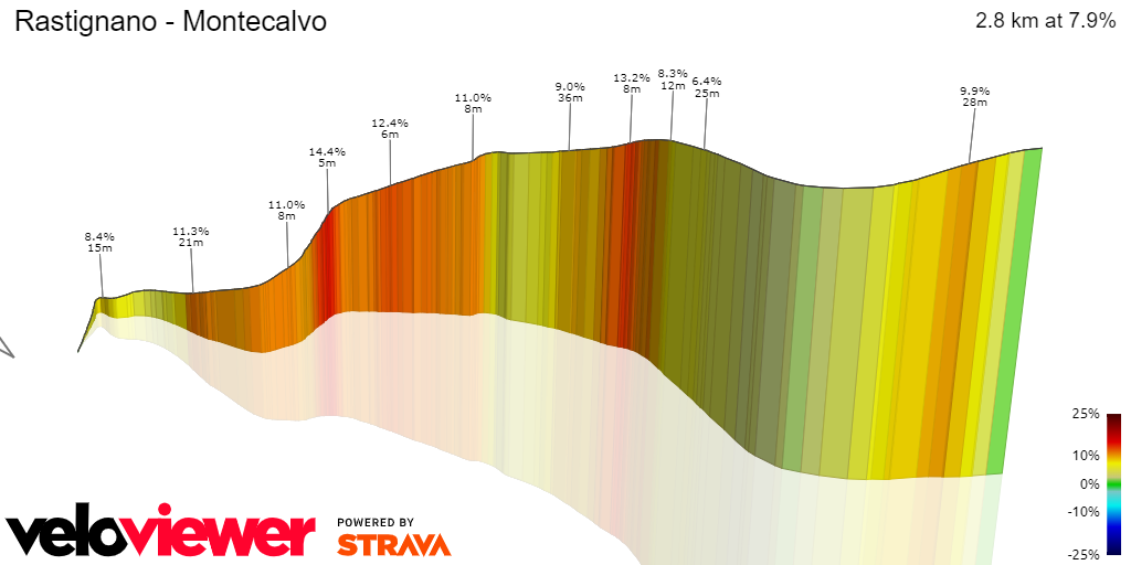 3D Elevation profile image for Rastignano - Montecalvo