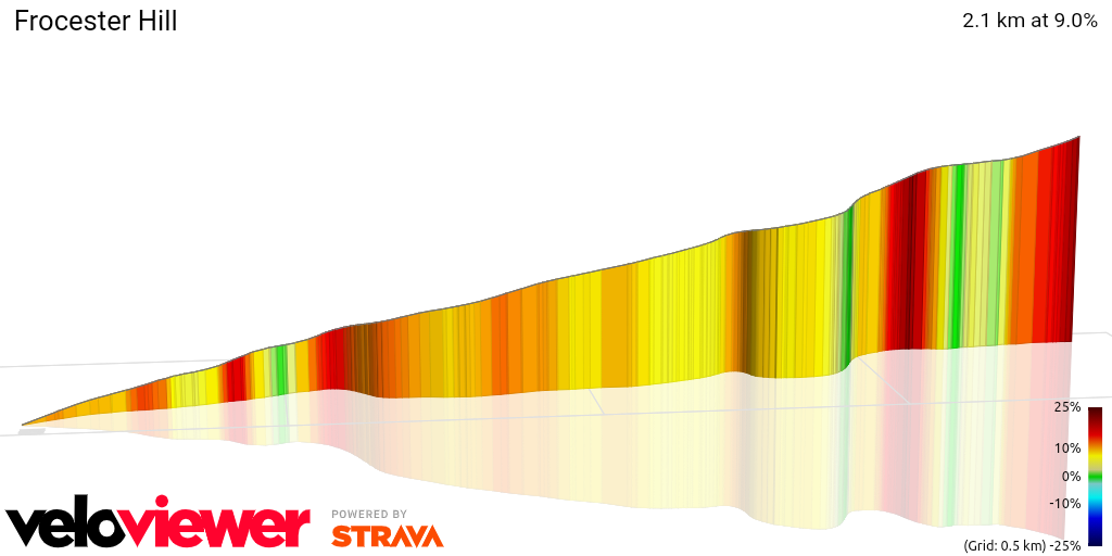 3D Elevation profile image for Frocester Hill