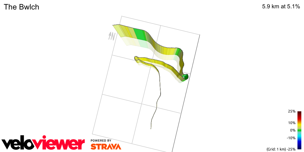 3D Elevation profile image for The Bwlch