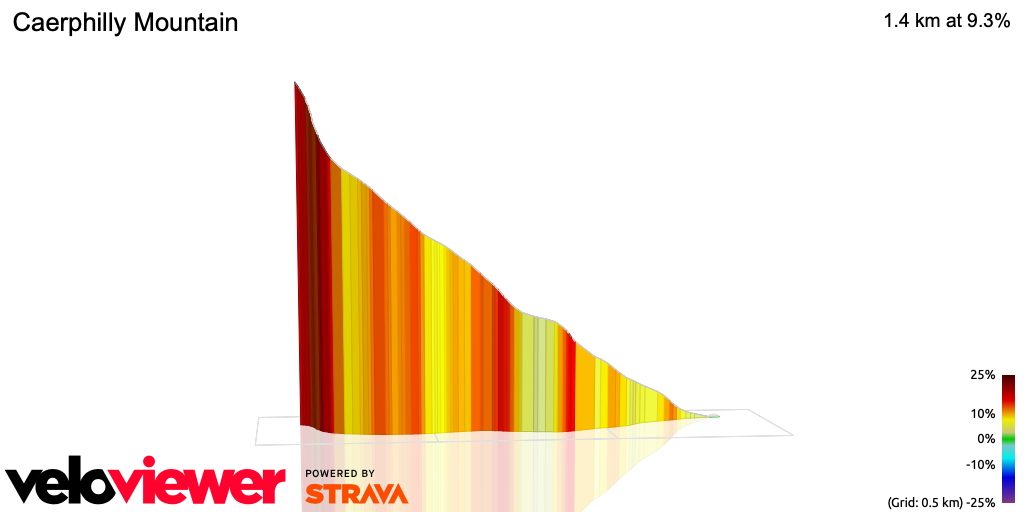 3D Elevation profile image for Caerphilly Mountain