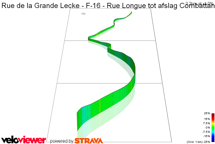 3D Elevation profile image for Rue de la Grande Lecke - F-16 - Rue Longue tot afslag Combattants