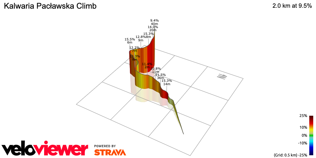 3D Elevation profile image for Kalwaria Pacławska Climb