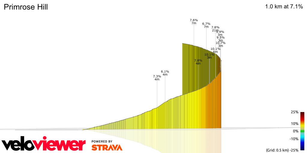 3D Elevation profile image for Primrose Hill