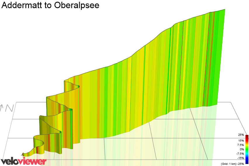 3D Elevation profile image for Addermatt to Oberalpsee