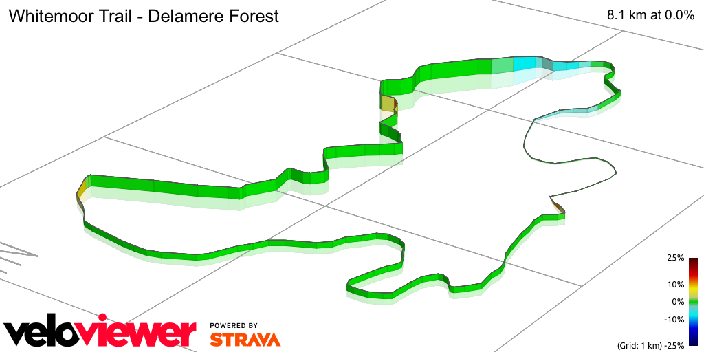3D Elevation profile image for Whitemoor Trail - Delamere Forest