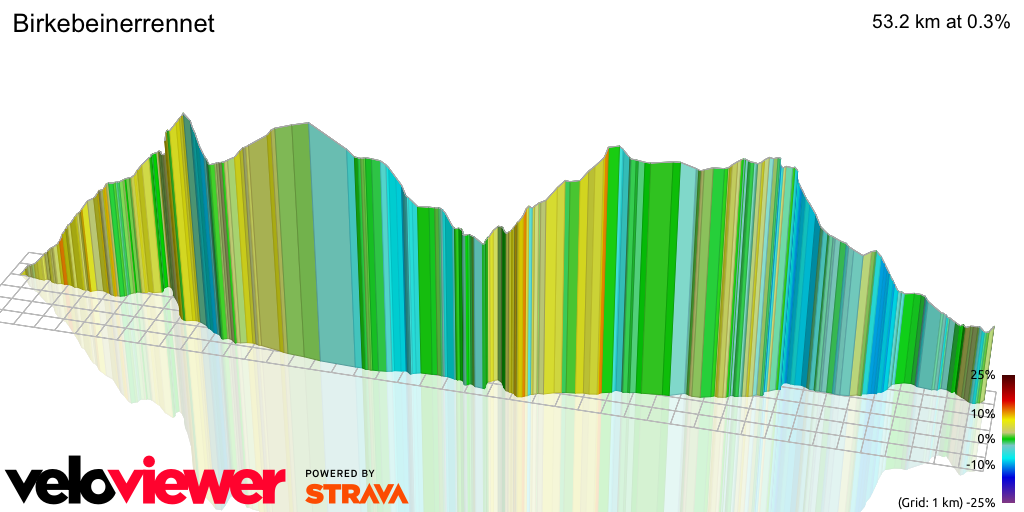 3D Elevation profile image for Birkebeinerrennet