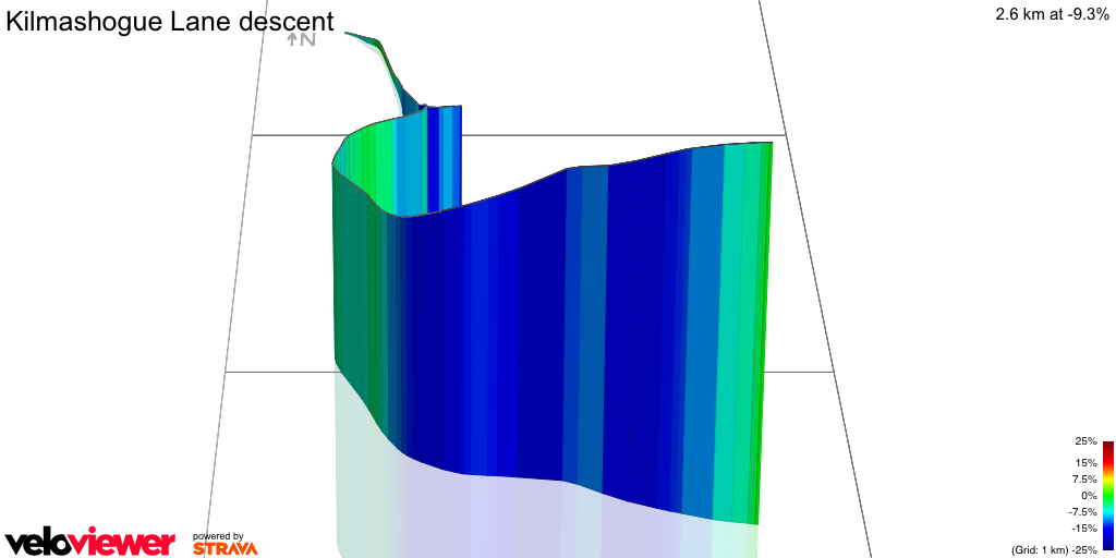 3D Elevation profile image for Kilmashogue Lane descent