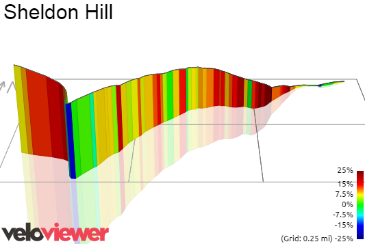 3D Elevation profile image for Sheldon Hill
