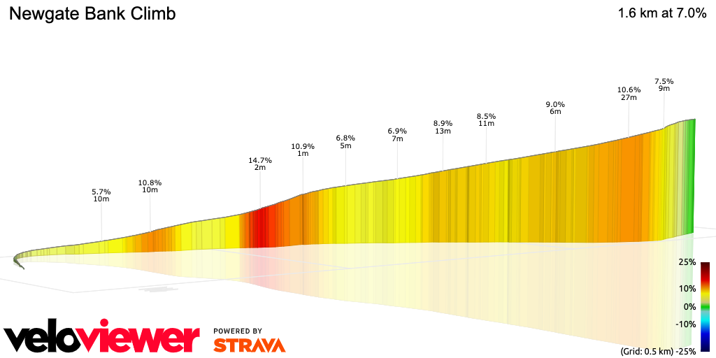 3D Elevation profile image for Newgate Bank Climb