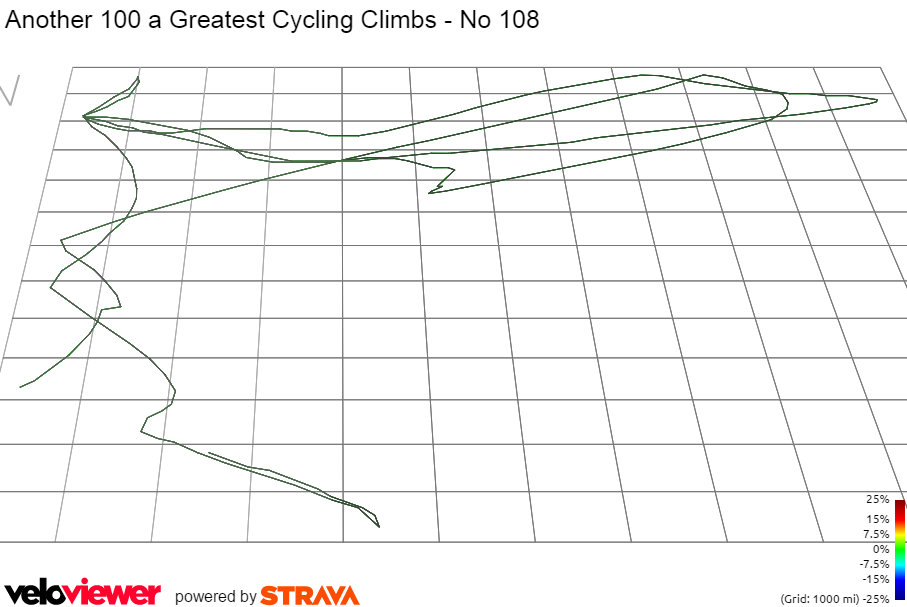 3D Elevation profile image for Another 100 a Greatest Cycling Climbs - No 108