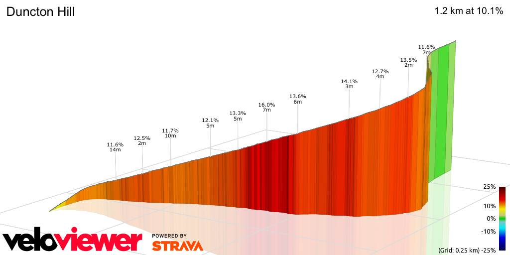 3D Elevation profile image for Duncton Hill