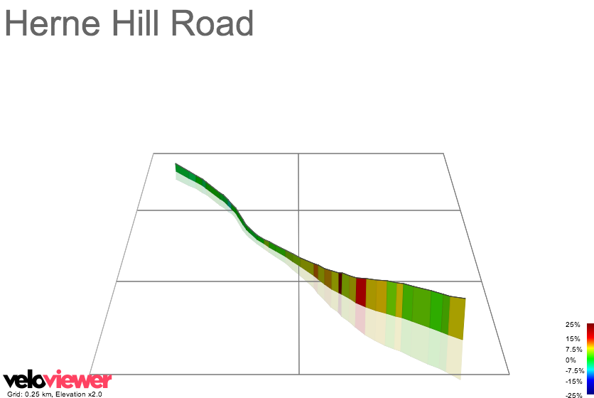 3D Elevation profile image for Herne Hill Road
